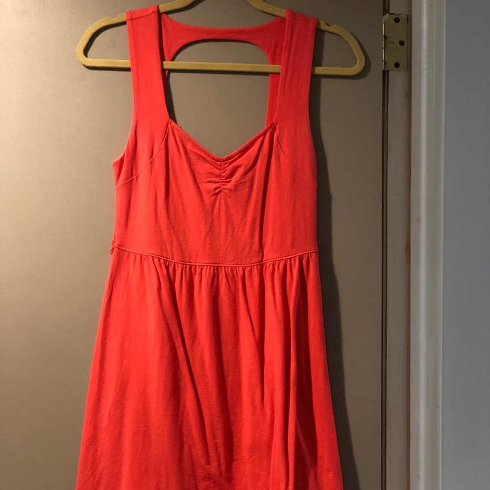 Soft cotton dress; with back cut out; coral Dress